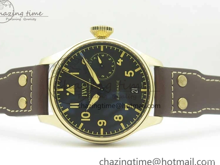 MIROTIME 0405 Big Pilot IW501005 Real Bronze ZF 1:1 Best Edition Black Dial on Brown Leather Strap A Sleek 7192